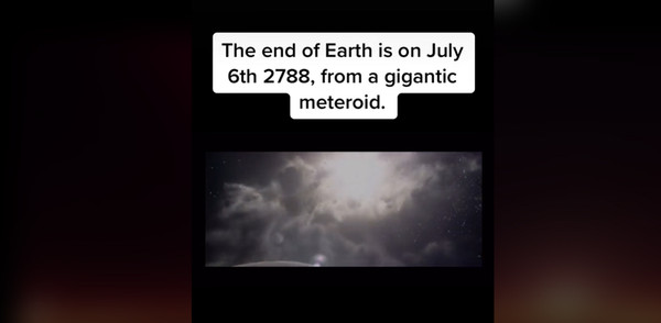 ▲▼一名以「時間旅人」自居的網友聲稱，地球將在2788年7月6日因流星撞擊而面臨世界末日。（圖／翻攝自TikTok／@thatonetimetraveler）
