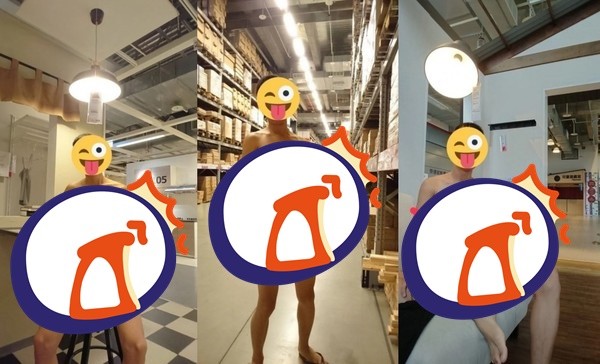 ▲有男子在IKEA裸拍被網友公布。（圖／翻攝Dcard）