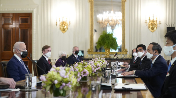 ▲▼美國總統拜登16日在白宮與日本首相菅義會談。（圖／達志影像／美聯社）
