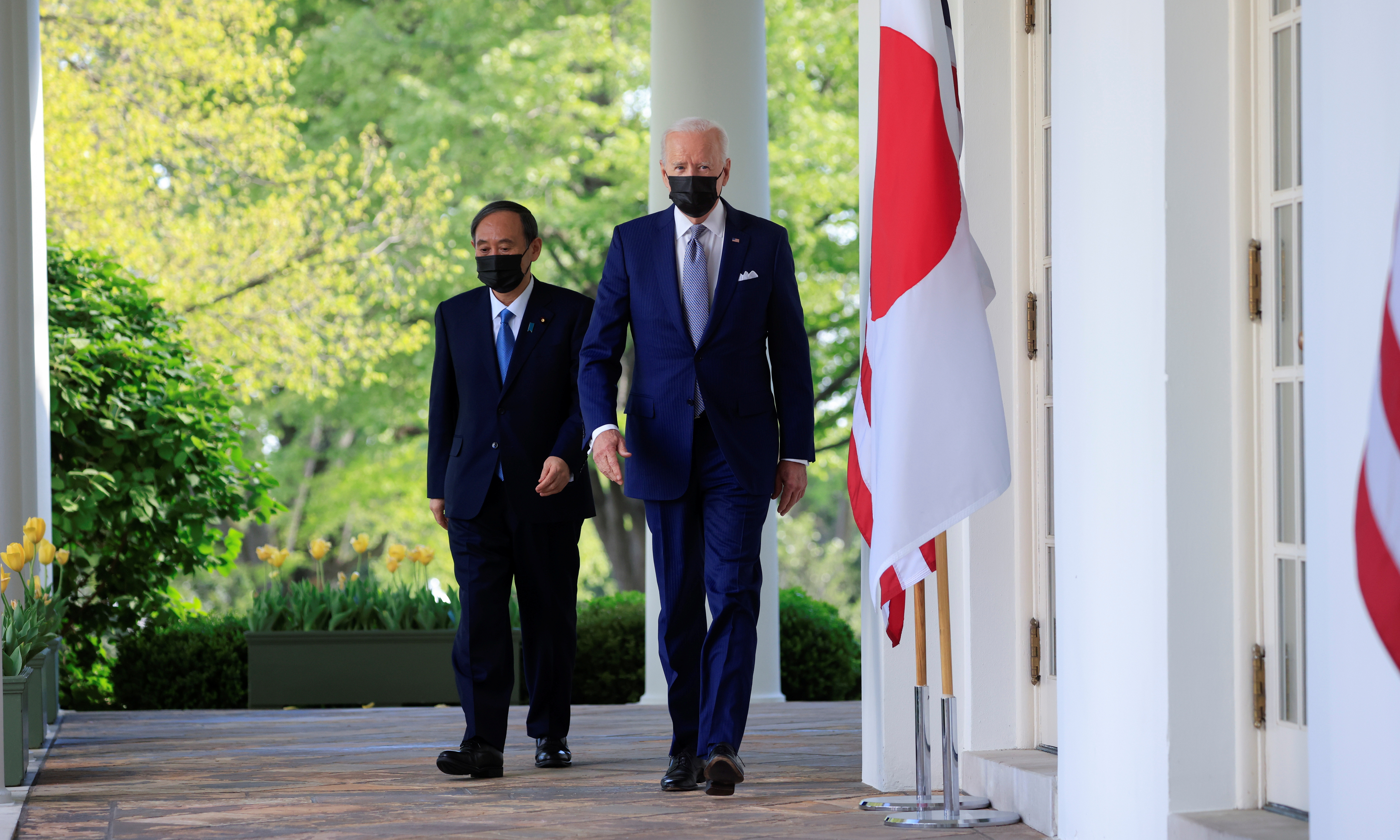 ▲▼美國總統拜登與日本首相菅義偉在白宮舉行峰會，會後聯合聲明談及台灣。（圖／路透）