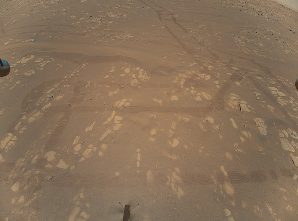 ▲▼ NASA釋出火星探測車「毅力號」微型直升機「機智號」（Ingenuity）首張彩色影像。（圖／翻攝自NASA官網）