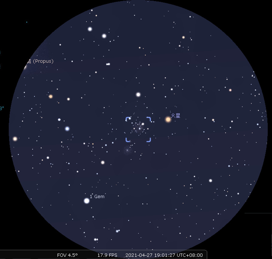 ▲▼2021年4月27日超級月亮，火星近M35。（圖／台北市立天文館提供）