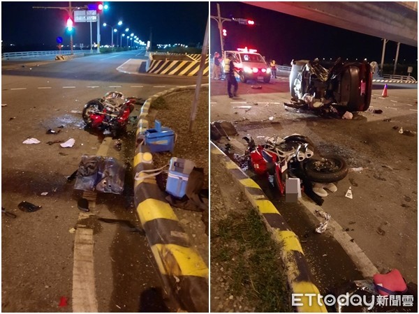 ▲▼快訊／台南汽車遭機車撞翻！副駕車門凹陷　女乘客慘死。（圖／記者林悅翻攝）