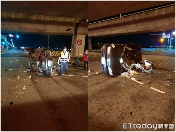 ▲▼快訊／台南汽車遭機車撞翻！副駕車門凹陷　女乘客慘死。（圖／記者林悅翻攝）