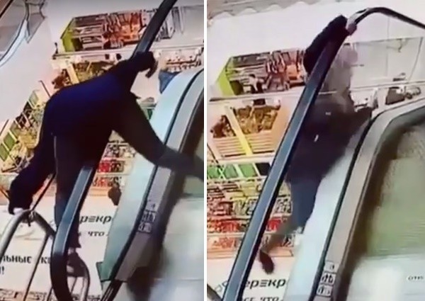 顯圖▲▼ 俄羅斯男童從手扶梯上摔下。（圖／翻攝自YouTube）