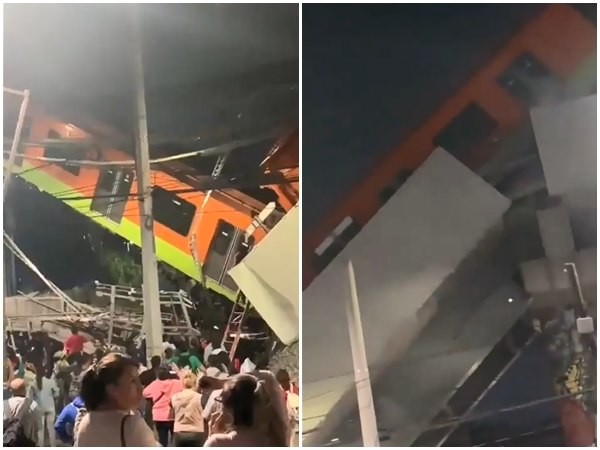 ▲▼墨西哥橋塌，行進中列車斷成二截。（圖／翻攝自推特／@SUUMA_CDMX）