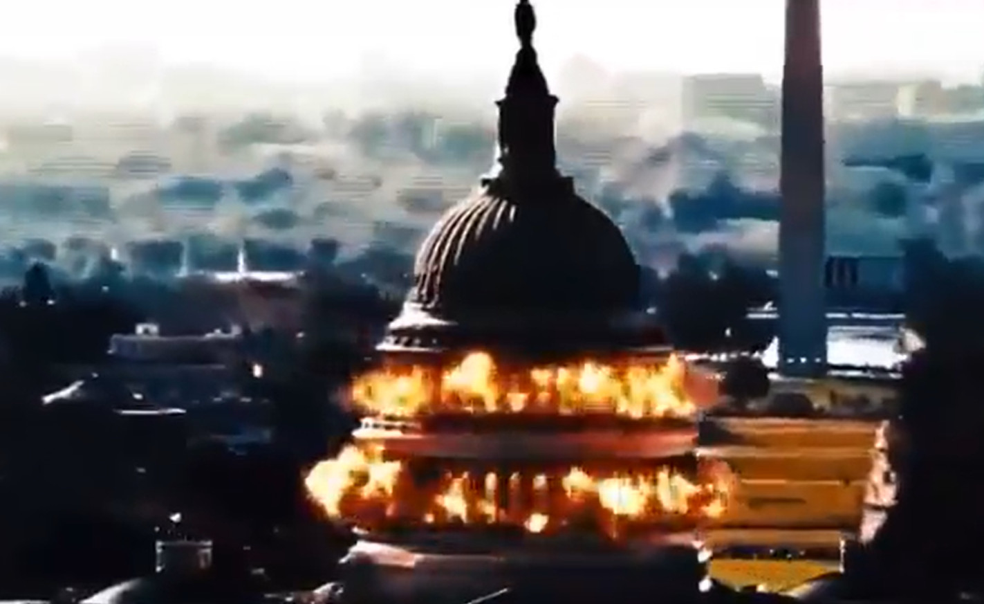 ▲▼美國會大廈被炸垮！伊朗超挑釁影片曝。（圖／翻攝自推特／@KasraAarabi）