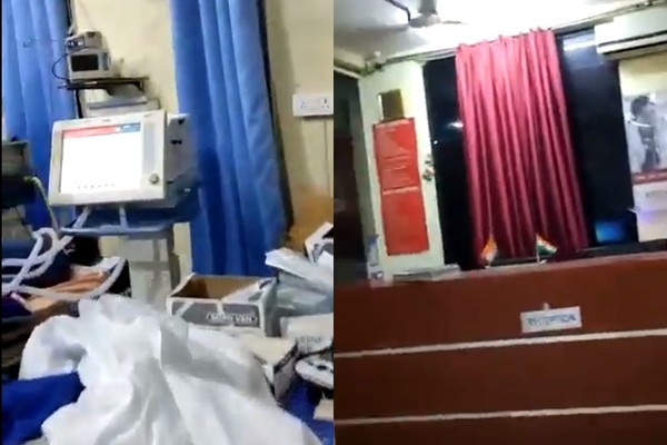 ▲▼印度醫護人員逃離加護病房。（圖／翻攝自推特／@SreenivasanJain）
