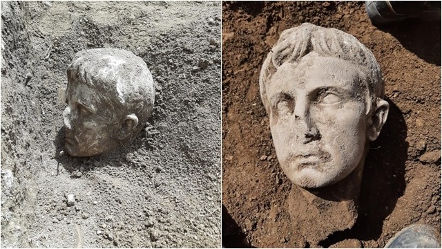 ▲▼考古學家在義大利莫利塞發現「奧古斯丁」屋大維的頭像。（圖／翻攝自臉書）