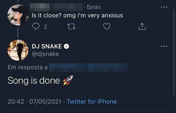 ▲LISA solo歌曲已完成！DJ Snake推文洩進度。（圖／翻攝自推特）