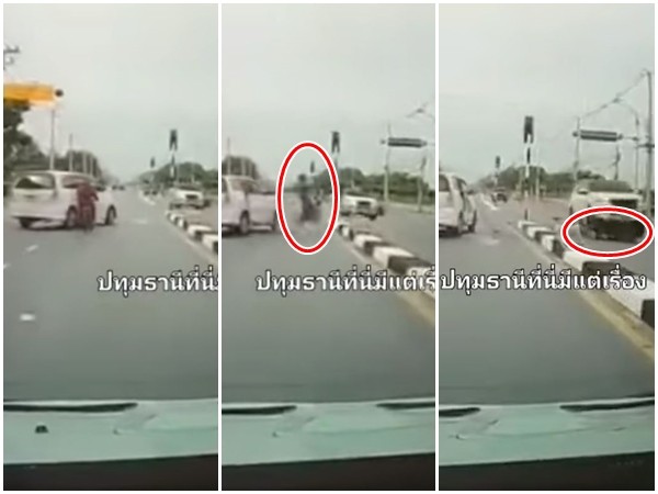 ▲▼泰國機車騎士遭到輾斃。（圖／翻攝自Facebook／ปทุมธานีที่นี่มีแต่เรื่อง）