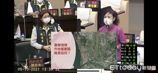 ▲台南市議員謝龍介、王家貞質疑都市計劃通盤檢討土地重測後，全市發生界址偏移，有很多民宅被迫拆屋還地，引起民怨。（圖／記者林悅翻攝，下同）