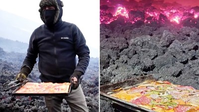 在火山上開披薩店！男用岩漿烤餅皮賣給登山客　透露賺錢祕訣：省瓦斯