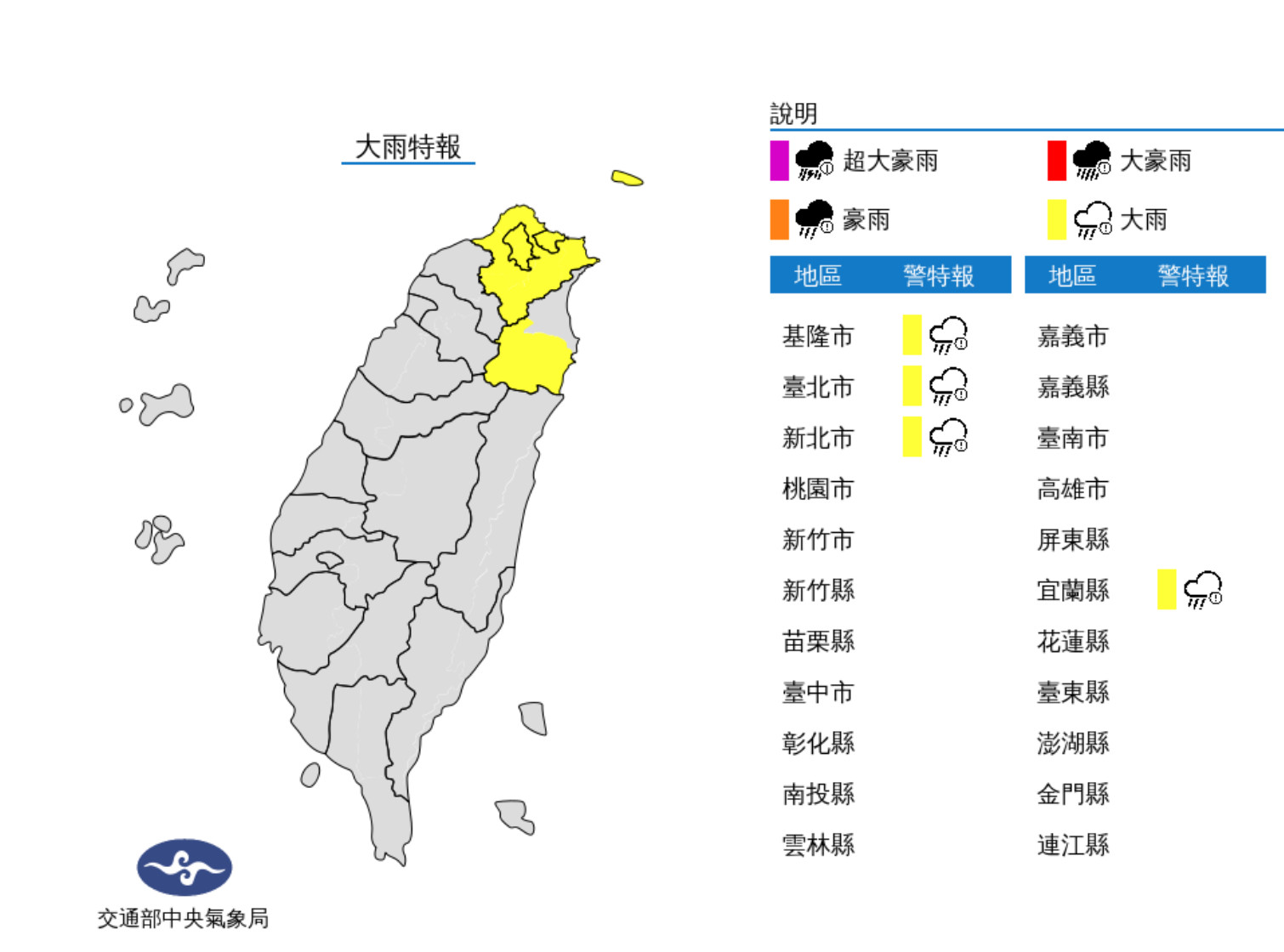 ▲大雨特報。（圖／氣象局）