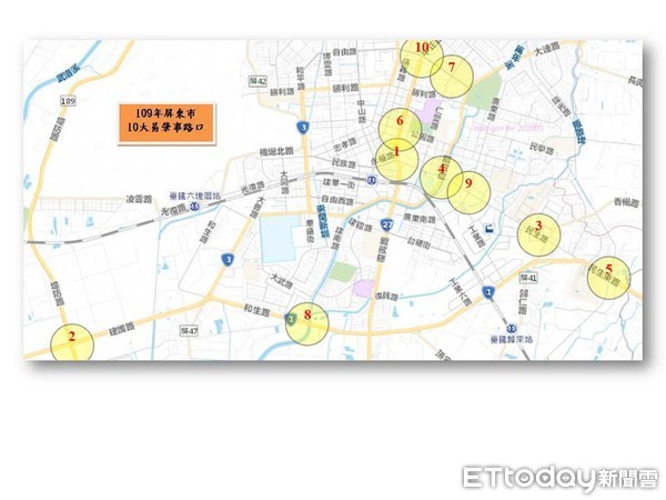 ▲屏東市民生路3大路口設置左轉保護時相，有效降低車禍發生            。（圖／記者陳崑福翻攝，以下同）