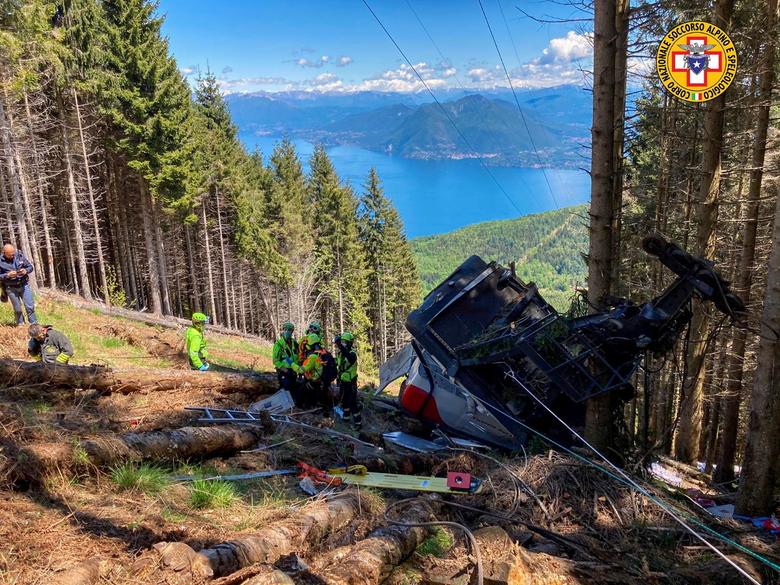 ▲▼義大利馬焦雷湖（Lake Maggiore）纜車墜落意外。（圖／路透）