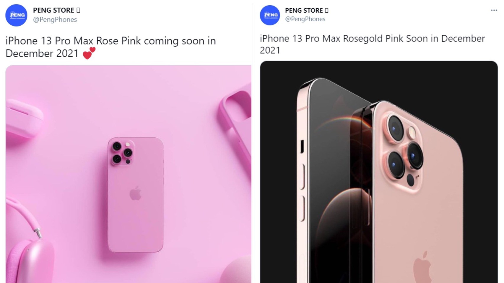 ▲玫瑰粉色iPhone 13 Pro Max。（圖／翻攝自推特／@PengPhones）