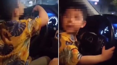 6歲男童坐爸大腿開車！　「拍攝者不勸」po網炫耀惹眾怒：父母很有事