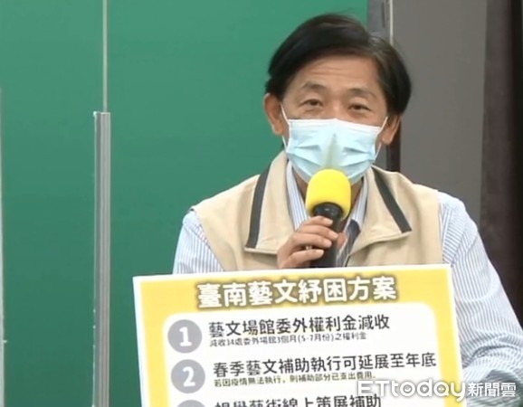 ▲台南市長黃偉哲宣布藝文與觀光紓政府紓困方案，期盼藉由及時提供的補助，讓產業能獲得有感且實際的幫助。（圖／記者林悅翻攝，下同）