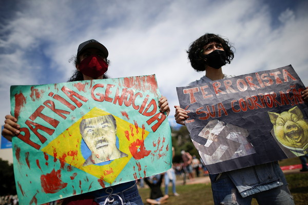 ▲▼ 巴西總統波索納洛（Jair Bolsonaro）疫不力，全國至少16城串連示威。（圖／路透）