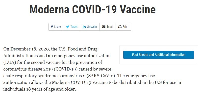 ▲▼美國FDA去年12月通過莫德納第二劑疫苗緊急授權。（圖／翻攝自美國FDA官網）