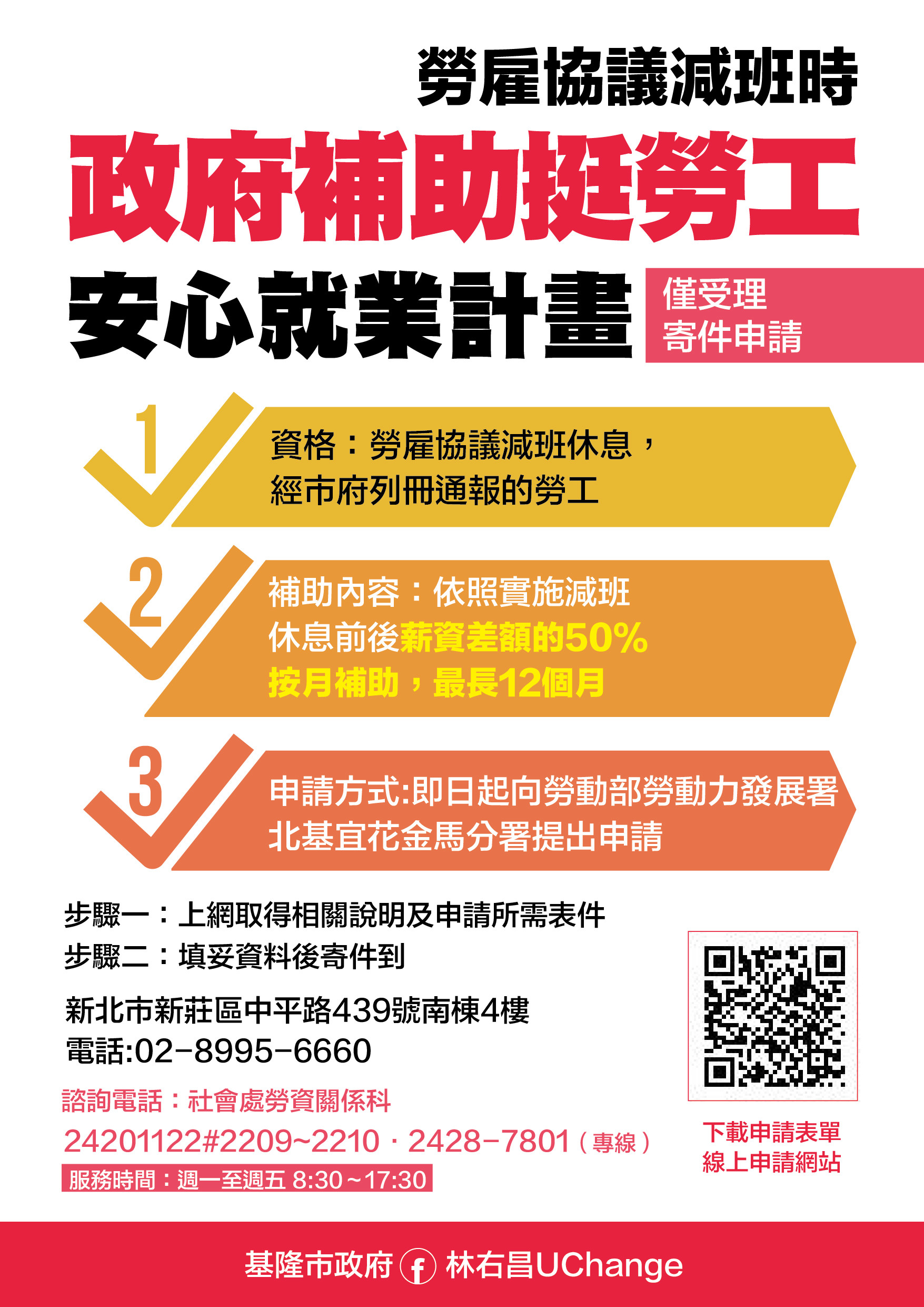 ▲勞動部紓困條例4.0，基隆推動協助勞工度過難關的三枝箭。（圖／基隆市政府提供）