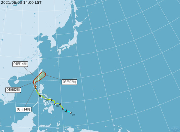 ▲▼彩雲颱風路徑。（圖／氣象局）