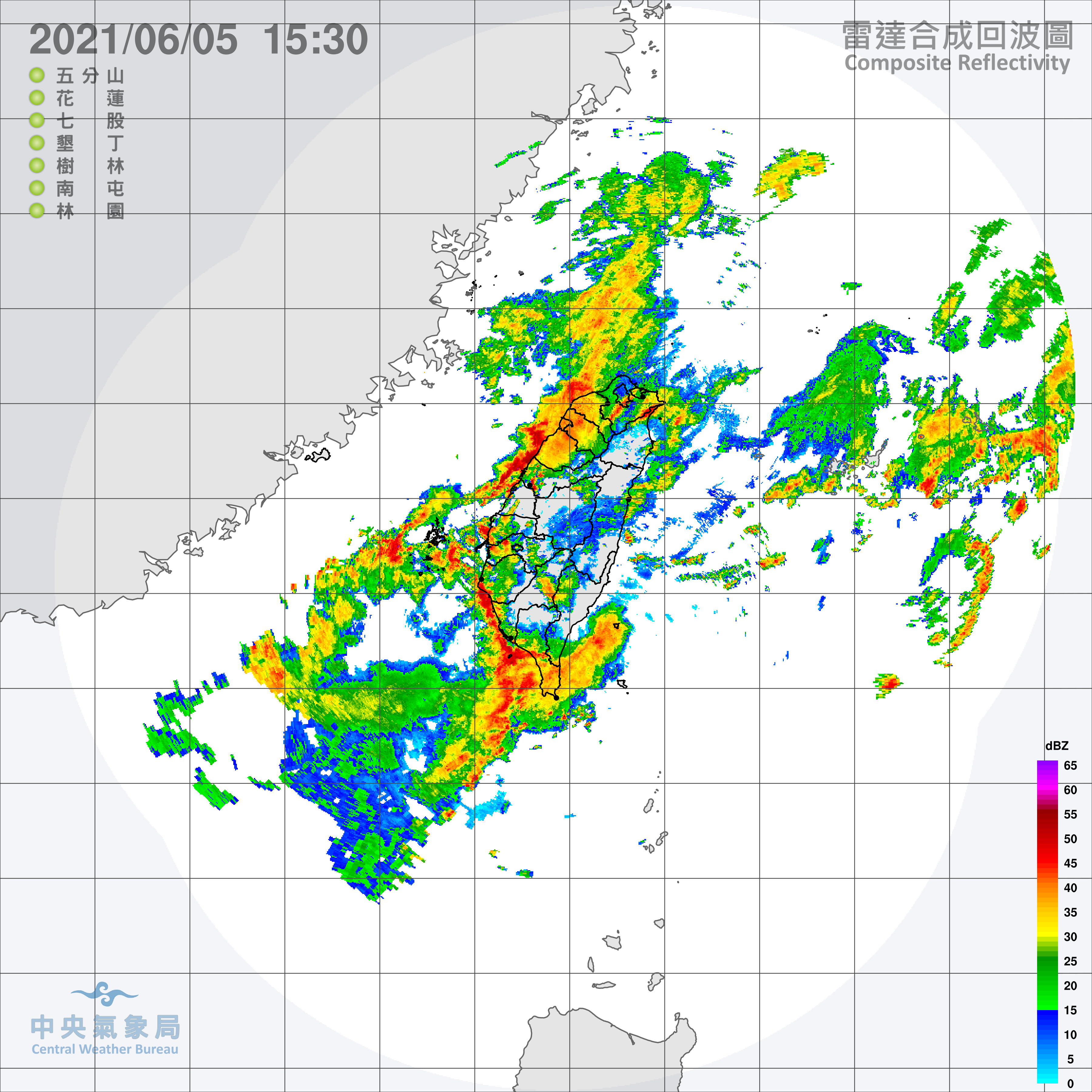 ▲▼台灣上空的滯留鋒已有多顆對流胞發展中，將為陸地帶來強降雨。（圖／氣象局）