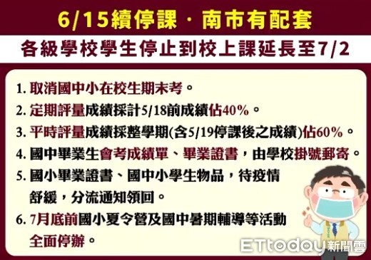 ▲台南市教育局長鄭新輝，向台南市民說明教育部宣布停課延至7月2日，台南市停課不停學的相關配套措施。（圖／記者林悅翻攝，下同）