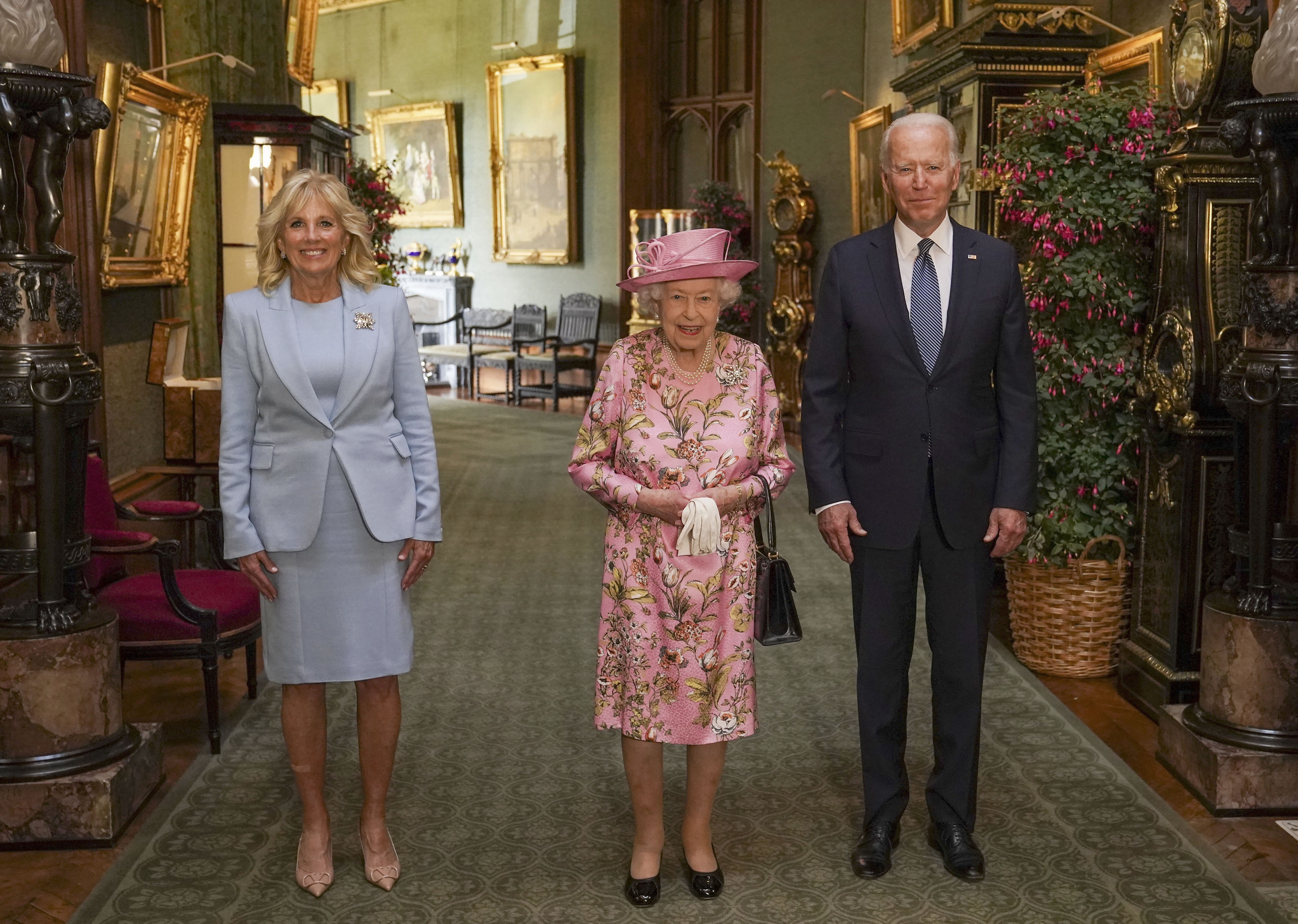 ▲▼英國女王會晤美國總統拜登與第一夫人吉兒。（圖／英國王室推特）