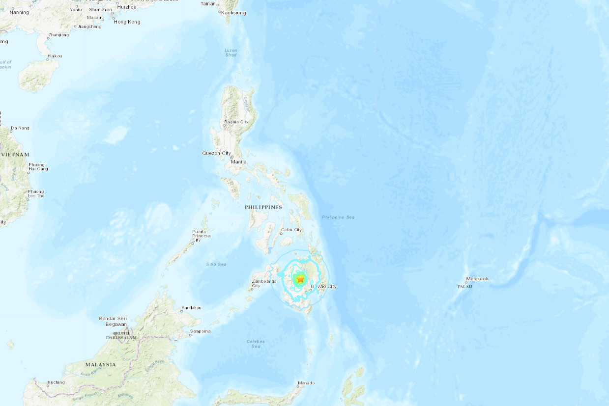 ▲▼菲律賓民答那峨5.7地震 恐造成損害。（圖／翻攝自USGS）