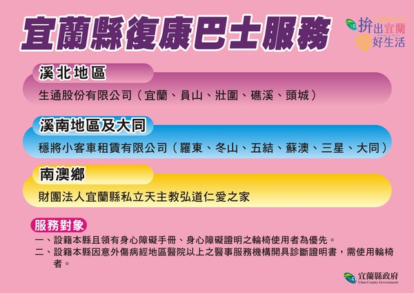 ▲▼宜蘭88歲以上身心障礙、坐輪椅長者，可預約復康巴士打疫苗。（圖／宜縣府提供，下同）