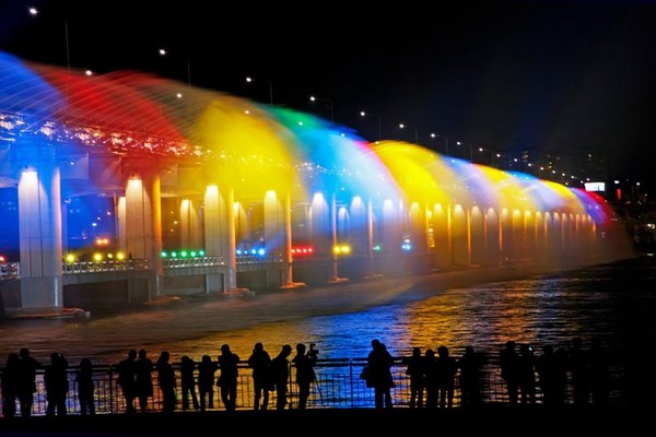 漢江,盤浦大橋,月光彩虹噴泉,首爾旅遊,亞洲旅遊