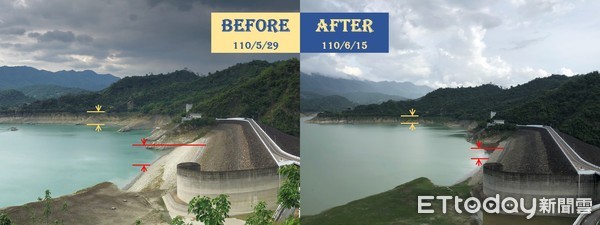 ▲▼雨神大補湯！曾文水庫蓄水暴漲「近一座南化水量」　回春美照曝光。（圖／南水局、台南水利局）