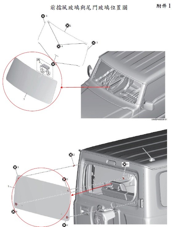 Suzuki Jimny前後擋風玻璃有瑕疵　即日起在台發起召回（圖／翻攝自車輛安全資訊網）