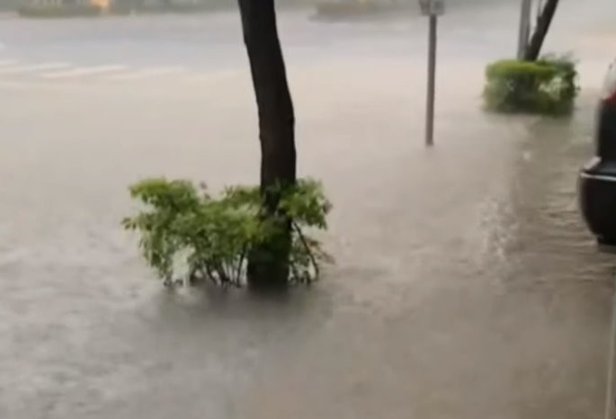 快訊／國家警報響！高雄淹水畫面曝　大雷雨狂炸。（圖／東森新聞）