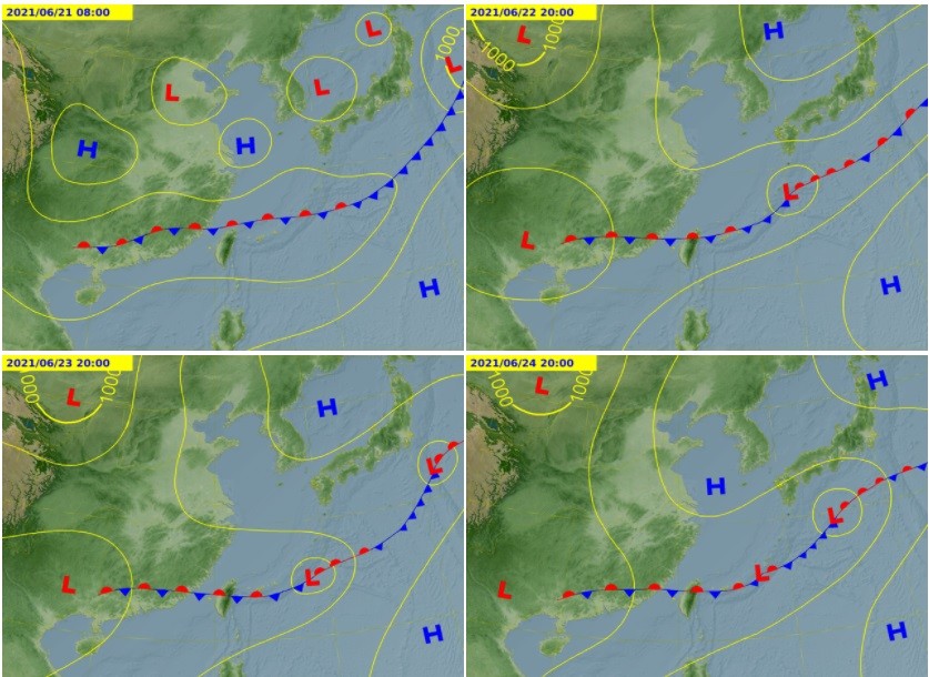 ▲▼滯留鋒將影響3天。（圖／中央氣象局）