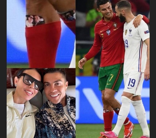 ▲歐國盃，C羅襪子內藏有家人玄機。（圖／翻攝自推特）