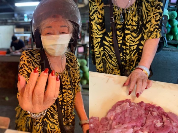 89歲阿嬤使出「致命時尚」！菜市場買肉狂秀「大紅指甲」...1.1萬網友