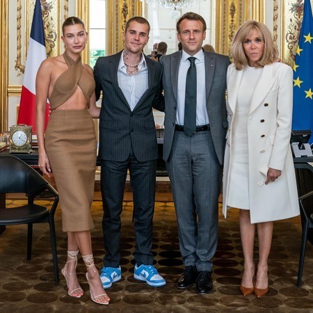 ▲小賈夫妻和法國總統見面。（圖／翻攝自Instagram／justinbieber）