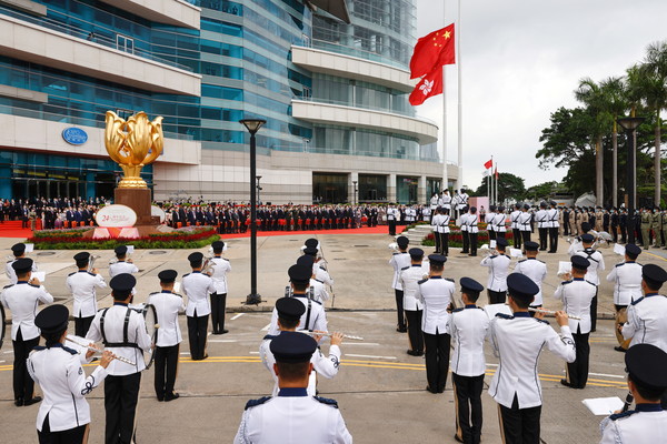▲香港舉行七一升旗典禮。（圖／路透）