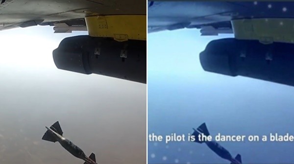 ▲《中國環球電視網》發布「殲-10戰鬥機」的影片（右），卻被網友質疑抄襲印度空軍（左）。（左圖／翻攝YouTube頻道kashsoldier；右圖／翻攝Twitter@IndoPac_Info）