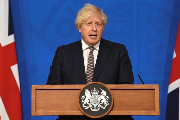 ▲英國首相強生宣布英格蘭的解封方案。（圖／路透）