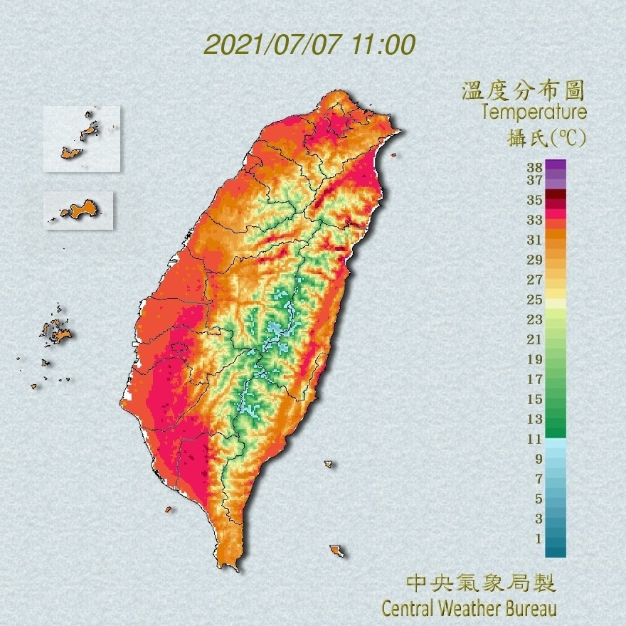 ▲▼高溫燈號。（圖／中央氣象局）