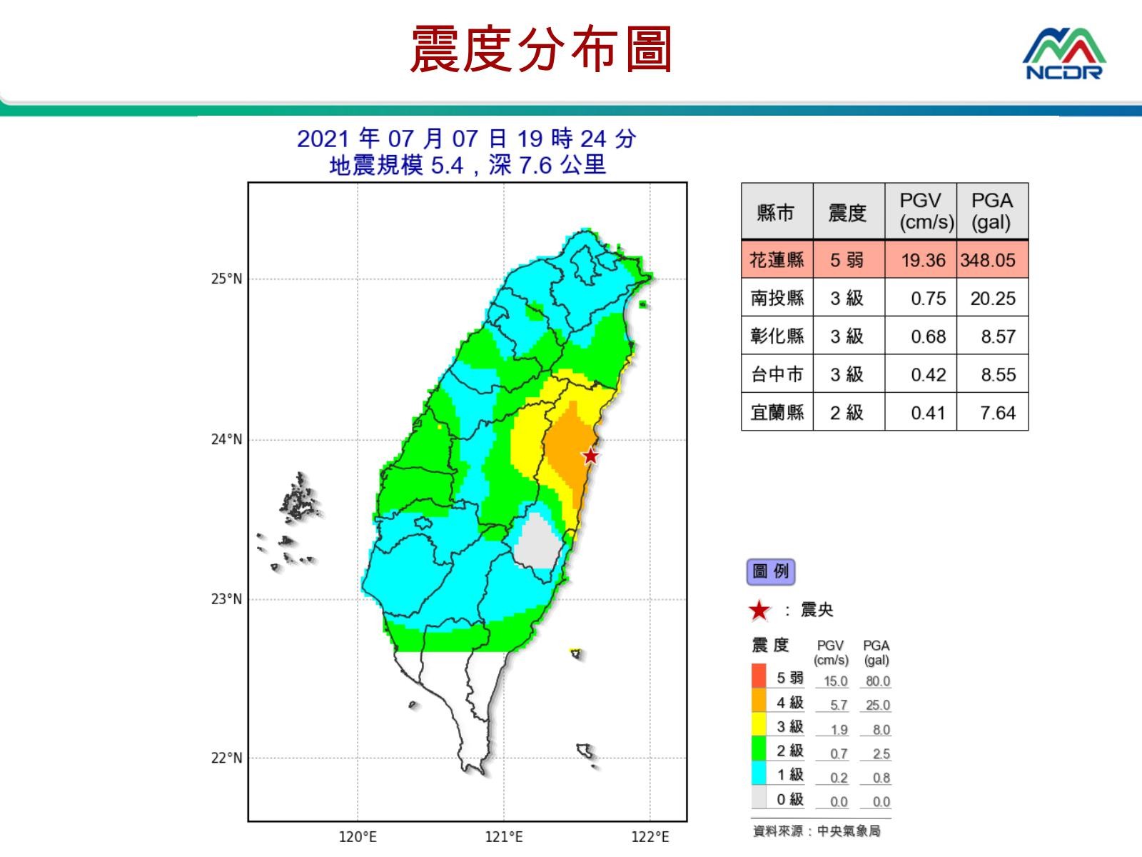 ▲▼花蓮5.4地震。（圖／NCDR）