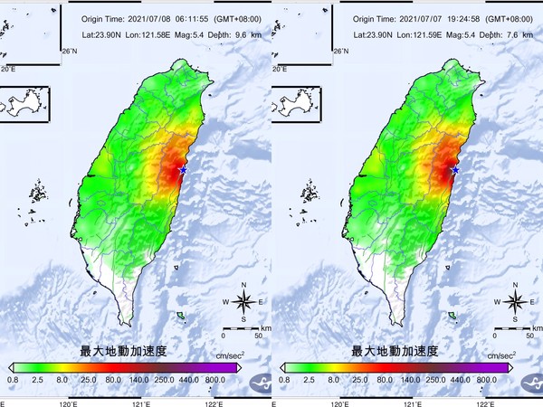 ▲▼花蓮地震不斷。（圖／中央氣象局）