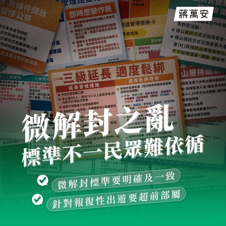 ▲▼蔣萬安批微解封政策標準不一。（圖／翻攝蔣萬安臉書）