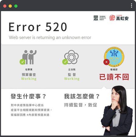 ▲高虹安揭疫苗預約平台由民營公司建置上線，但向衛福部索資卻遭已讀不回。（圖／翻攝自Facebook／高虹安）