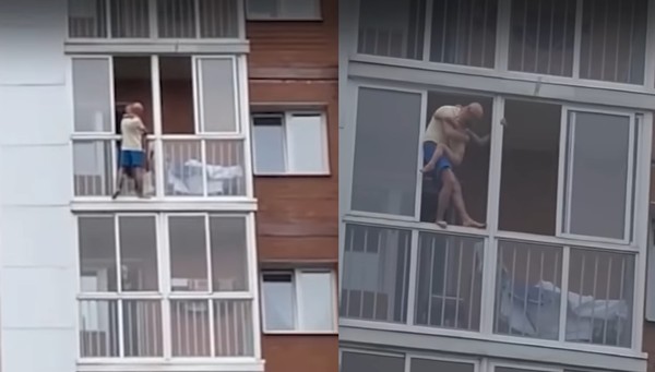 報復妻子！男抱3歲兒爬13樓窗外　男童45m高空垂死掙扎：我不想死。（圖／翻攝自YouTube／Life Новости）