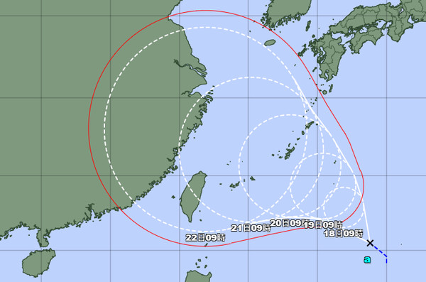 ▲▼準烟花颱風下周關鍵轉彎。（圖／日本氣象廳）